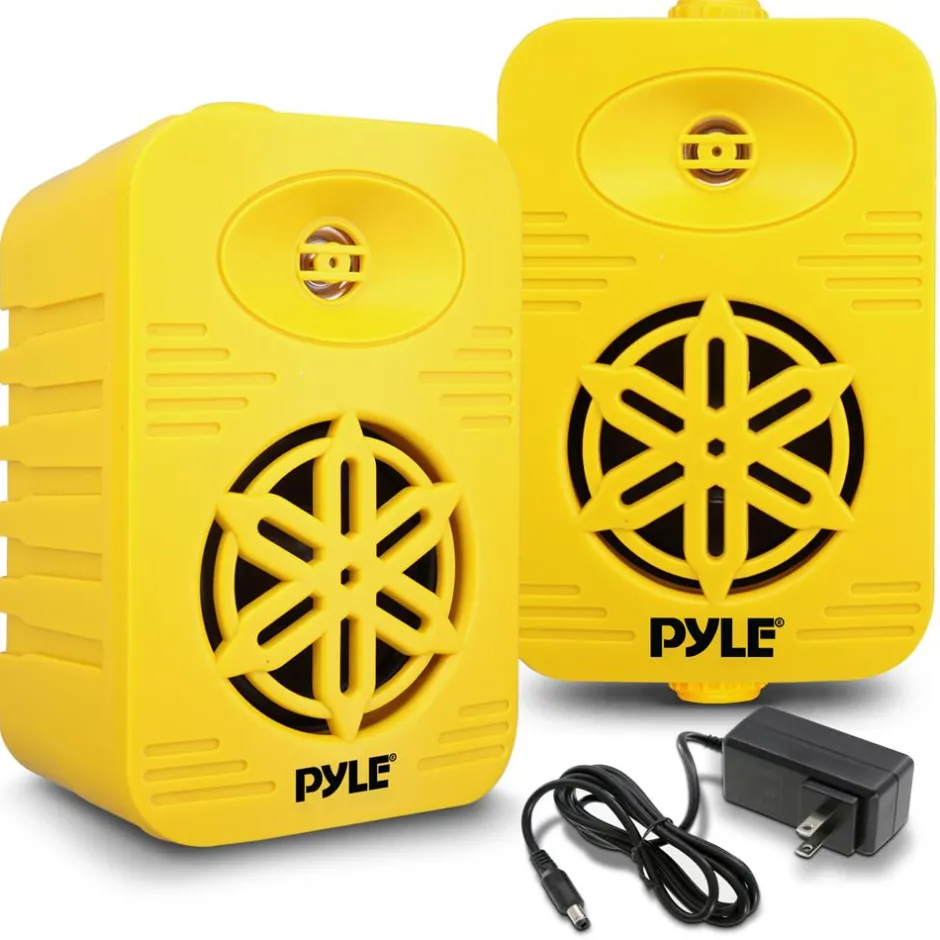 Bluetooth Waterproof Speakers 300W 4" 2-Way Polymer Tweeter Yellow<Pyle Online
