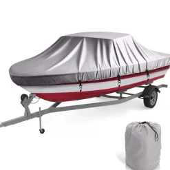 Boat Cover Waterproof Marine Polyester 21-24 ft Pontoon Gray<Pyle Online