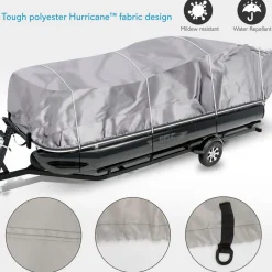 Boat Cover Waterproof Marine Polyester 21-24 ft Pontoon Gray<Pyle Online