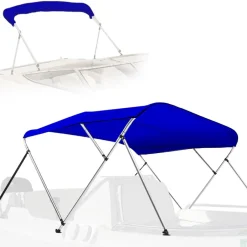 4-Bow Bimini Top Boat Cover, Waterproof 600D Polyester, Blue<SereneLife