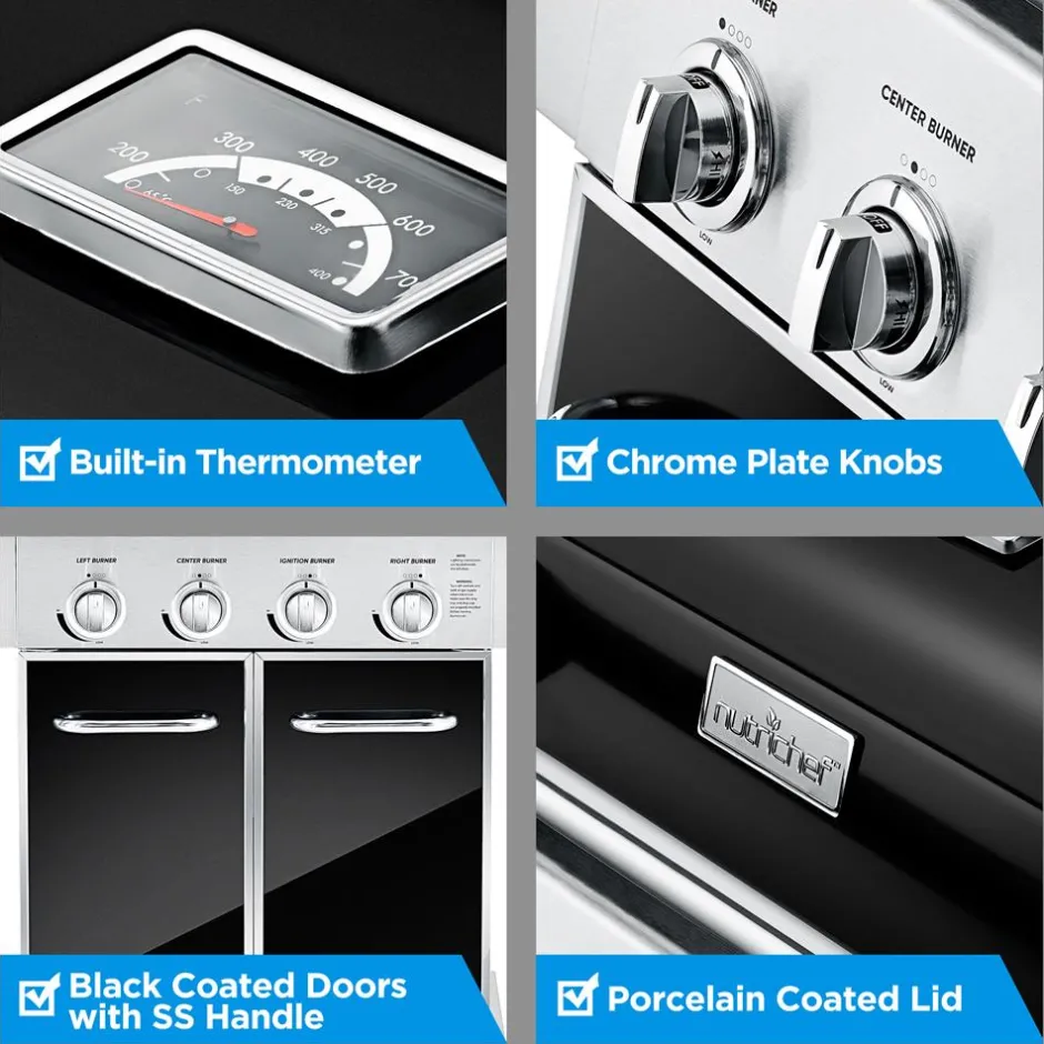 5-Burner Propane Gas Grill, 52,000 BTU, Stainless Steel, Easy Clean<NutriChef Online