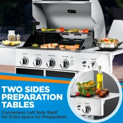 5-Burner Propane Gas Grill, 52,000 BTU, Stainless Steel, Easy Clean<NutriChef Online