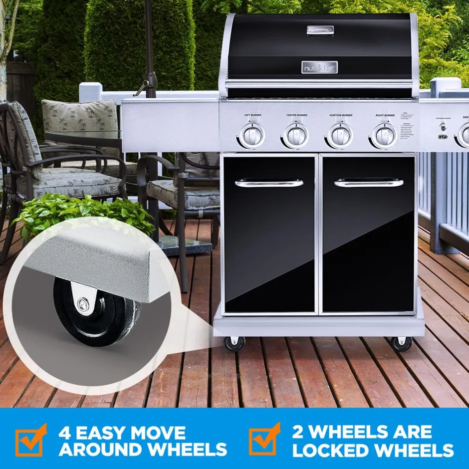 5-Burner Propane Gas Grill, 52,000 BTU, Stainless Steel, Easy Clean<NutriChef Online