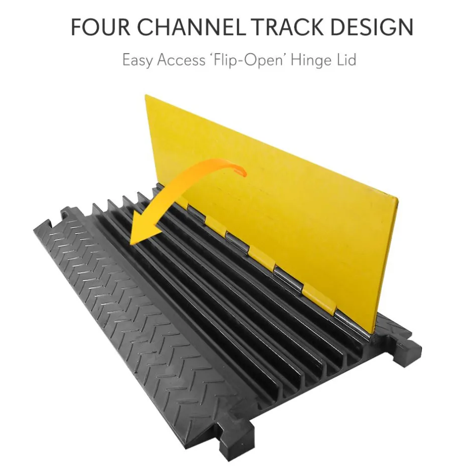 Cable Protector Ramp 33000lbs Support 5-Channel Yellow Flip-Open Cover<Pyle Outlet