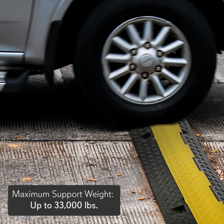 Cable Protector Ramp 33000lbs Support 5-Channel Yellow Flip-Open Cover<Pyle Outlet