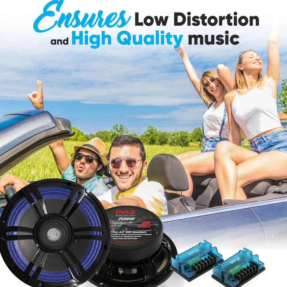 Car Audio Speakers Kit, Low Distortion, 6.5" Component, Aluminum Tweeters<Pyle Online