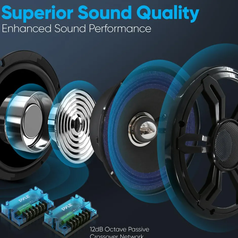 Car Audio Speakers Kit, Low Distortion, 6.5" Component, Aluminum Tweeters<Pyle Online