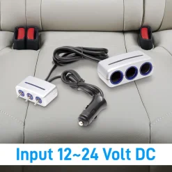 Car Cigarette Lighter Multiplier 3-Port Power Control 12V-24V<Pyle Discount