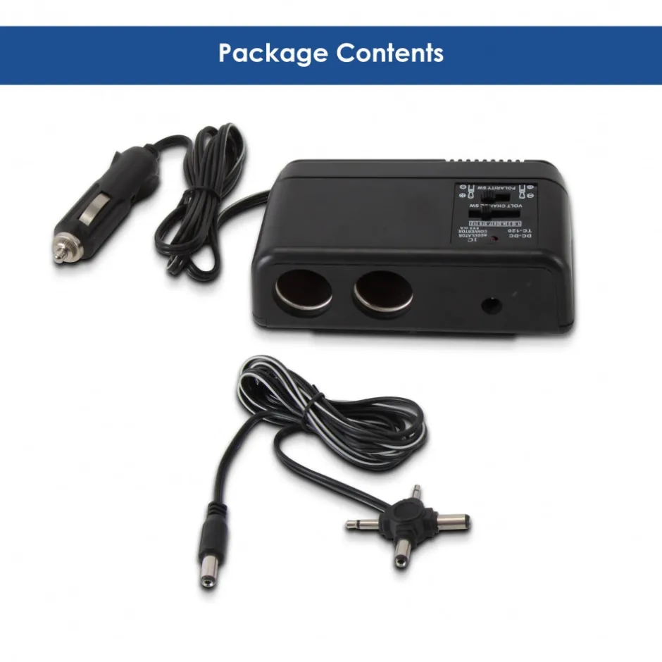 Car Cigarette Lighter Splitter Dual 12V Ports Adjustable AC Voltage<Pyle Hot