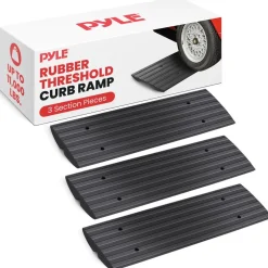 Car Driveway Ramps 3-Pack, Heavy Duty Rubber, 12ft Length, Waterproof<Pyle