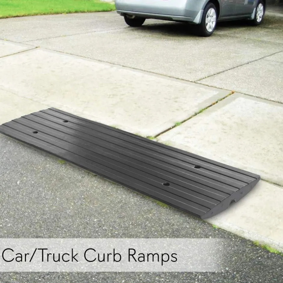 Car Driveway Ramps 3-Pack, Heavy Duty Rubber, 12ft Length, Waterproof<Pyle