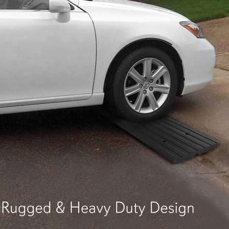 Car Driveway Ramps 3-Pack, Heavy Duty Rubber, 12ft Length, Waterproof<Pyle