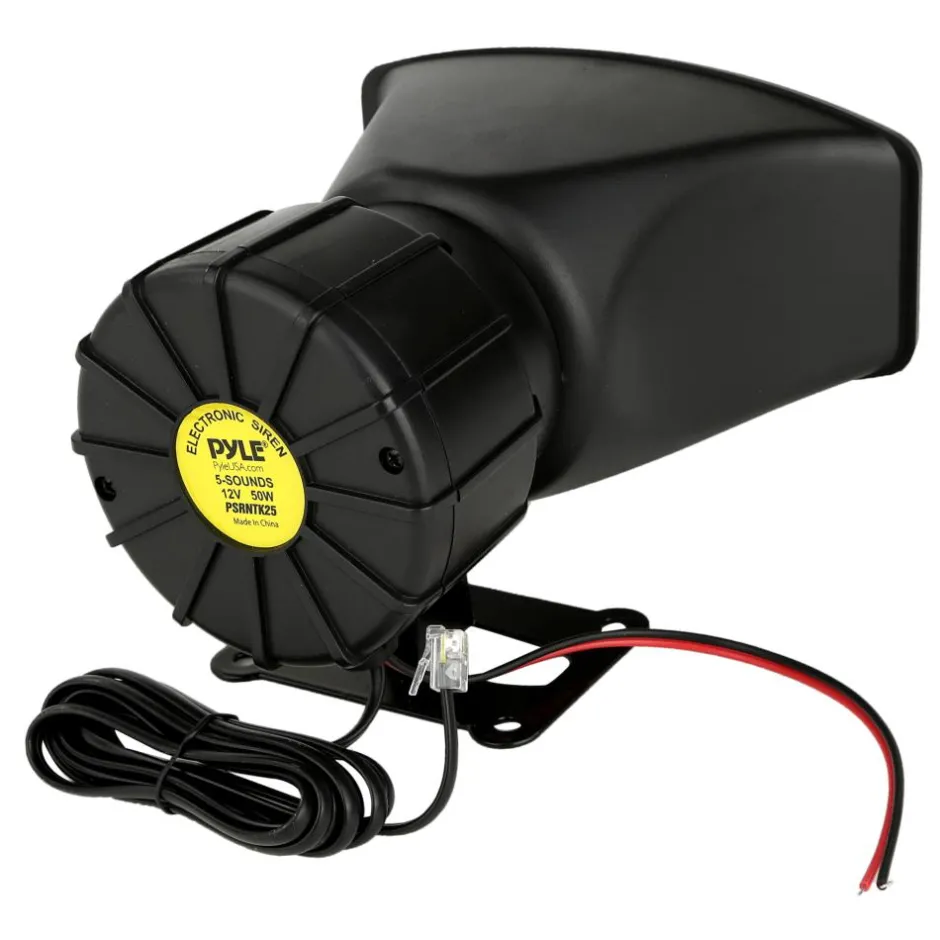 Car Siren Horn System 30W 5 Tones PA Mic Durable ABS<Pyle New