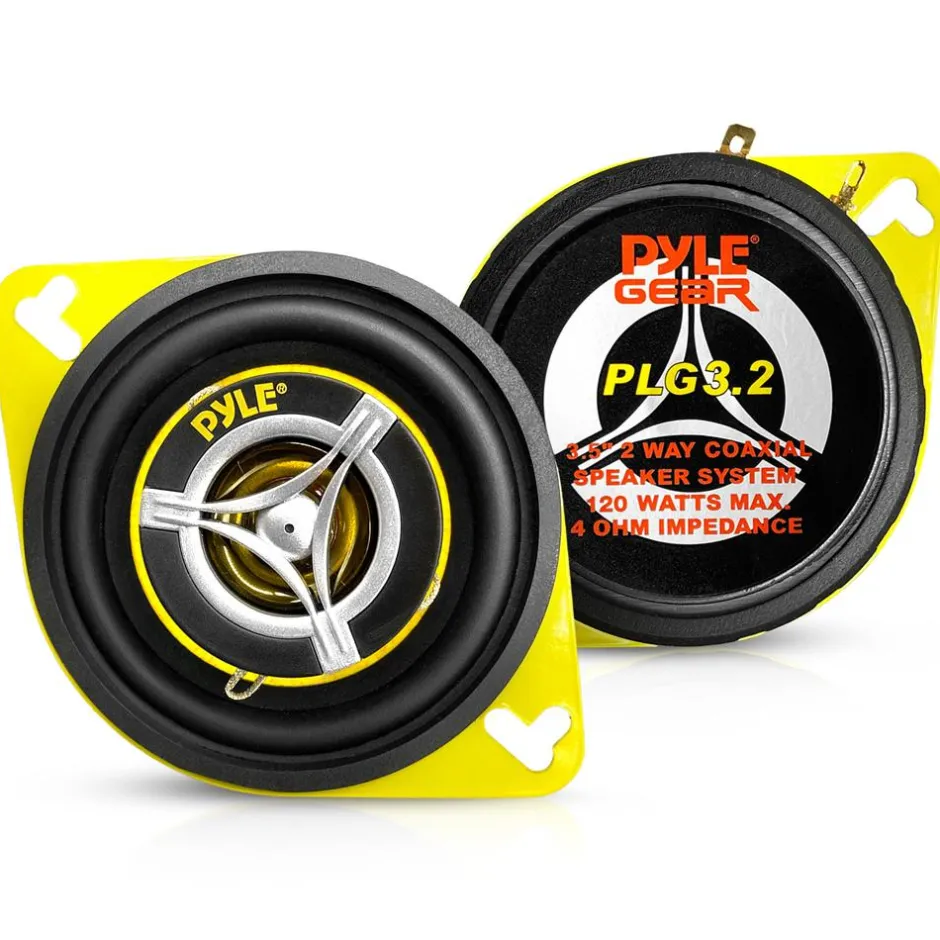 Car Speaker System 120W 3.5" Yellow Cone 4 Ohm 20oz Magnet<Pyle New