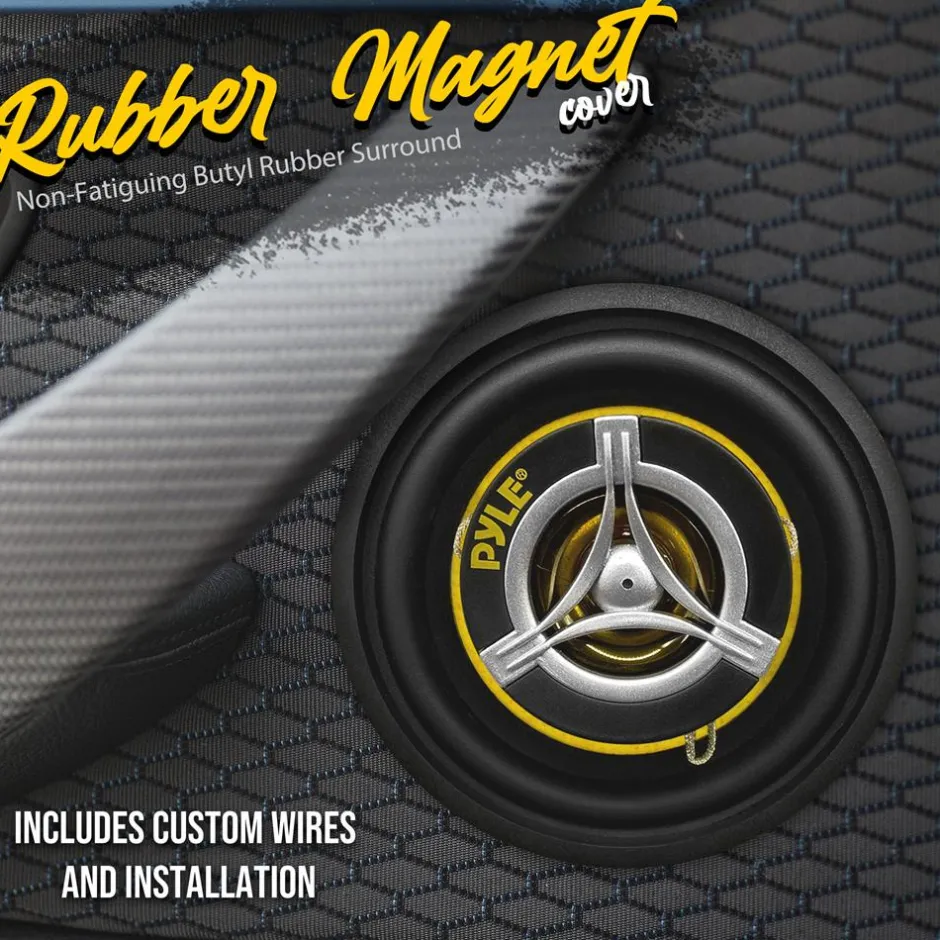 Car Speaker System 120W 3.5" Yellow Cone 4 Ohm 20oz Magnet<Pyle New