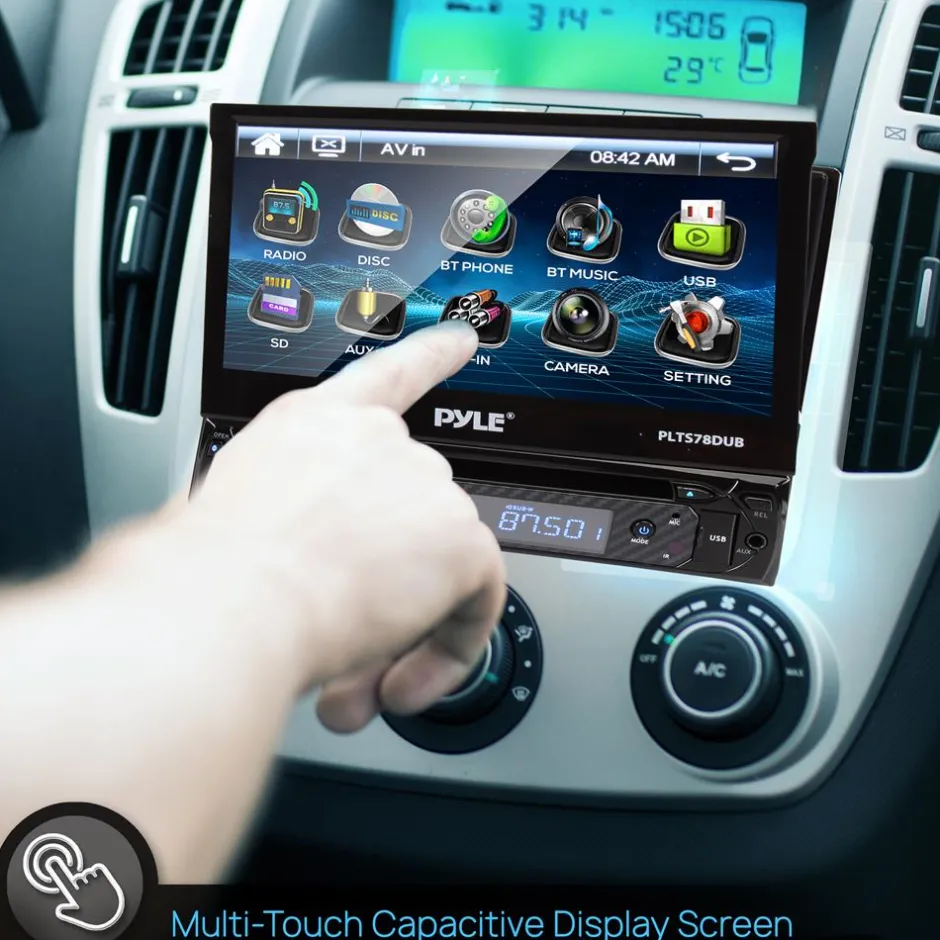 Car Stereo Receiver 7" Touchscreen Bluetooth CD/DVD Player 320W<Pyle Hot