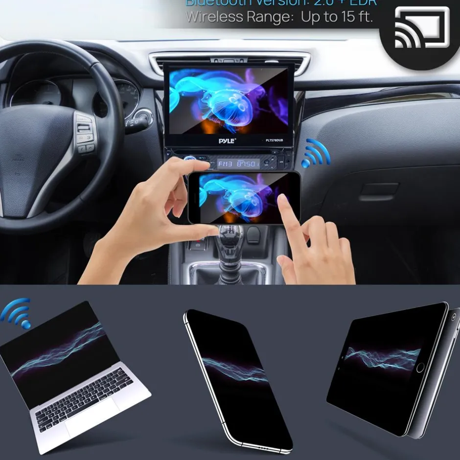 Car Stereo Receiver 7" Touchscreen Bluetooth CD/DVD Player 320W<Pyle Hot