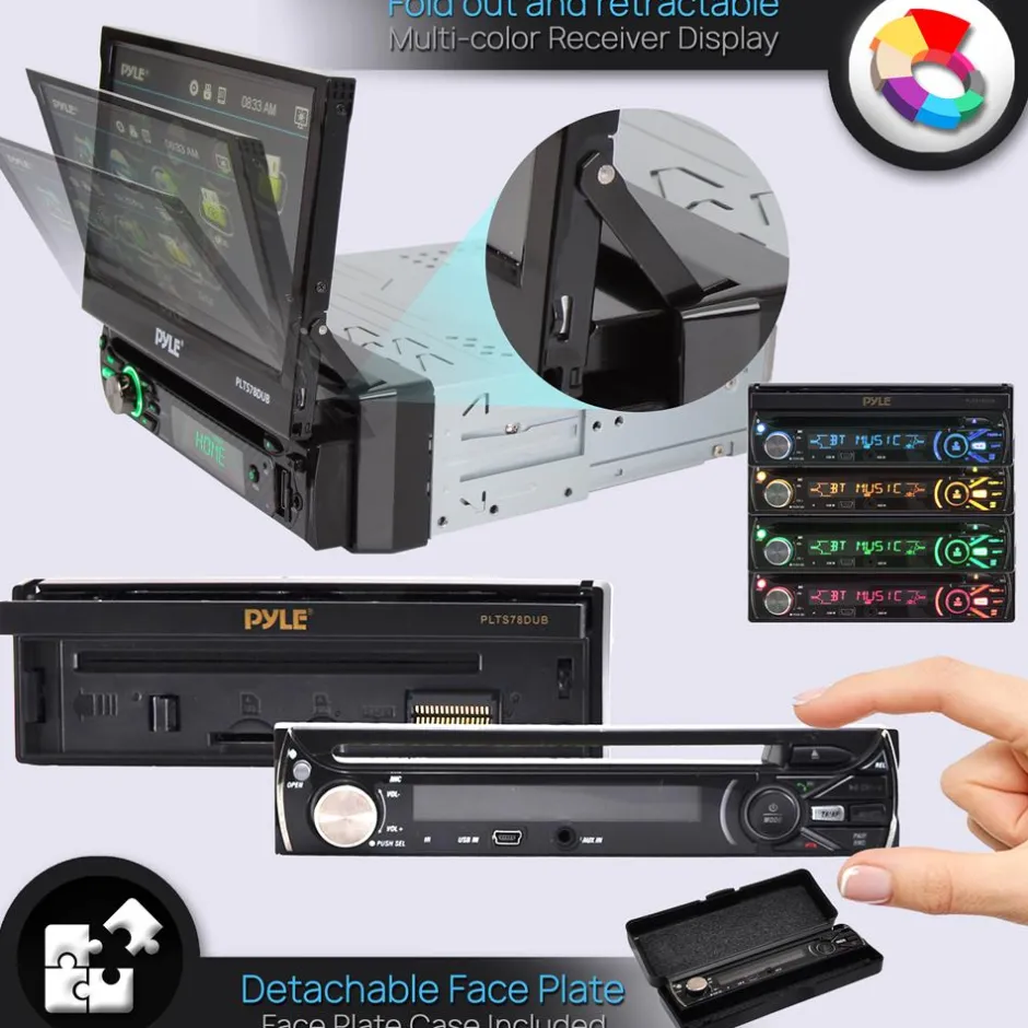 Car Stereo Receiver 7" Touchscreen Bluetooth CD/DVD Player 320W<Pyle Hot