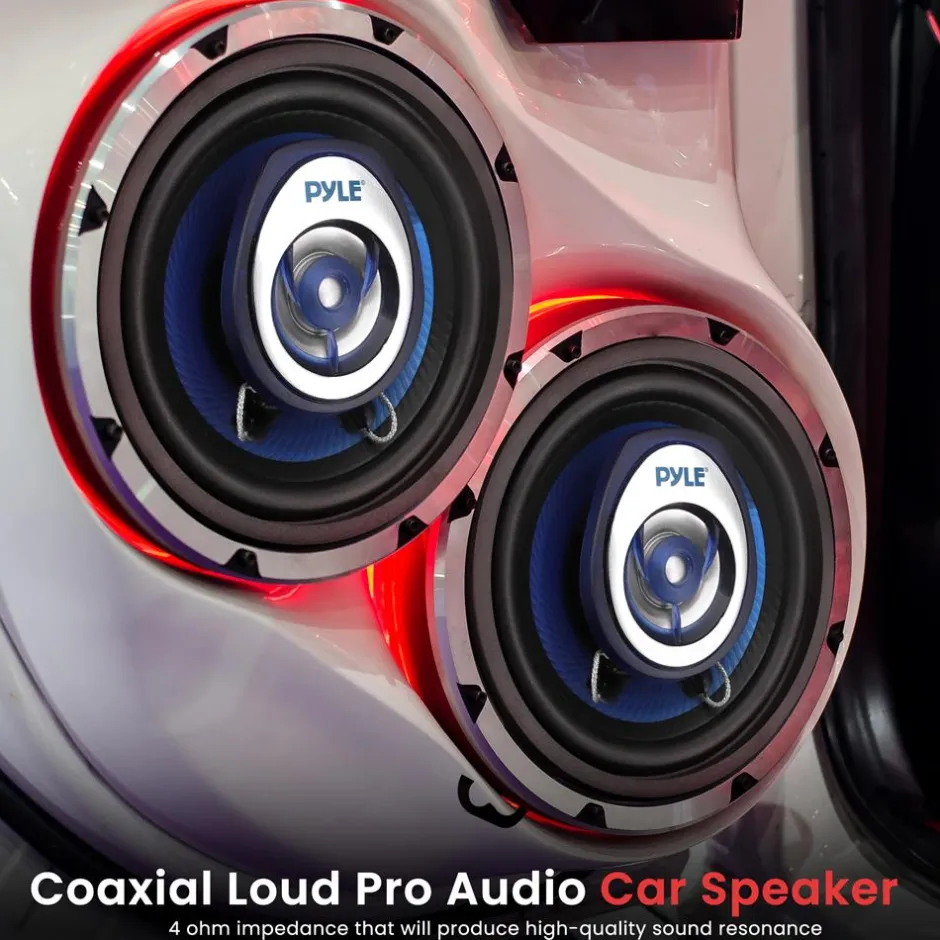 Car Stereo Speakers 120W Low Distortion Blue Poly Cone 3.5" Pair<Pyle