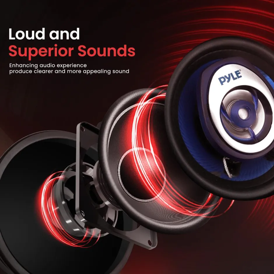 Car Stereo Speakers 120W Low Distortion Blue Poly Cone 3.5" Pair<Pyle