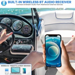 Car Wireless Bluetooth Audio Controller - Waterproof Marine Receiver Remote<Pyle