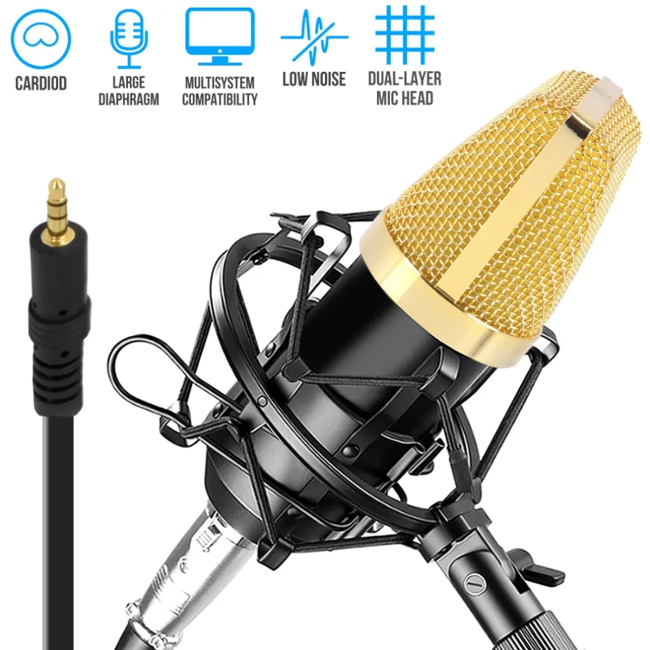 Cardioid Condenser Mic Kit - Crisp Audio, Large Diaphragm, Easy Setup<Pyle
