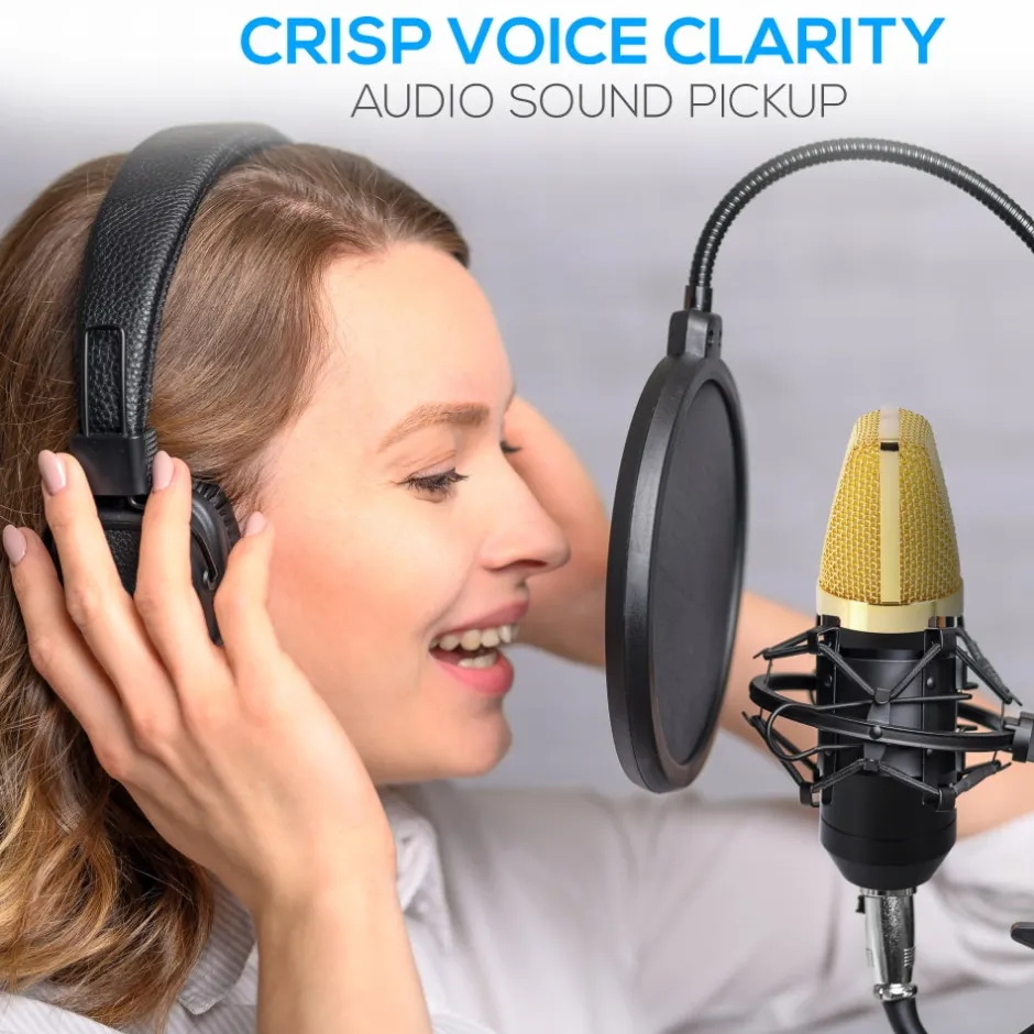 Cardioid Condenser Mic Kit - Crisp Audio, Large Diaphragm, Easy Setup<Pyle