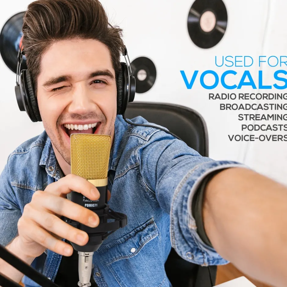 Cardioid Condenser Mic Kit - Crisp Audio, Large Diaphragm, Easy Setup<Pyle