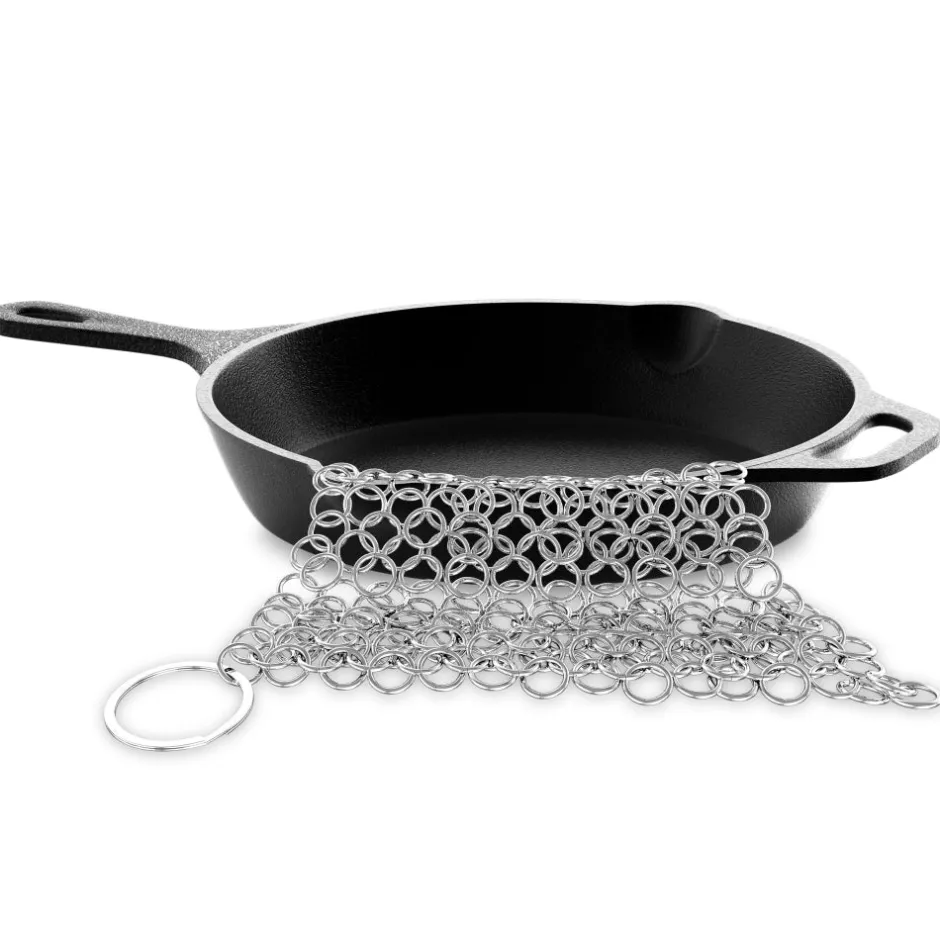 Cast Iron Cleaner - Cuts Cleaning Time - Stainless Steel Chainmail<NutriChef Clearance