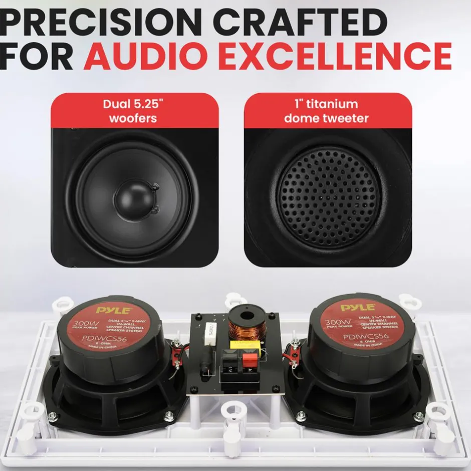 Ceiling Wall Speaker 300W Dual Woofers Titanium Tweeter White<Pyle New