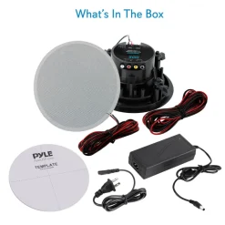 Ceiling/Wall Speaker System, Wireless Bluetooth, 300W, White<Pyle Sale