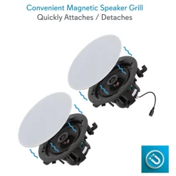 Ceiling/Wall Speaker System, Wireless Bluetooth, 300W, White<Pyle Sale