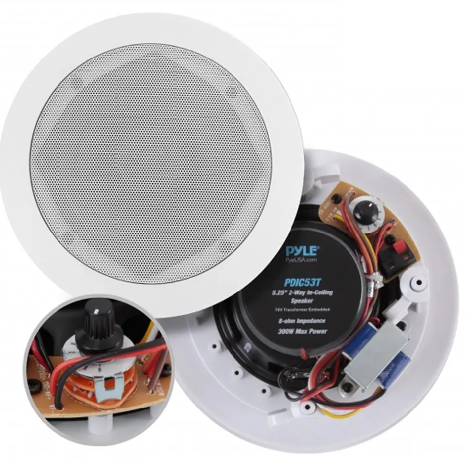 Ceiling/Wall Speaker 300W Flush Mount 2-Way Stereo White<Pyle Best