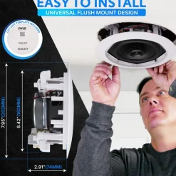 Ceiling/Wall Speaker 300W Flush Mount 2-Way Stereo White<Pyle Best