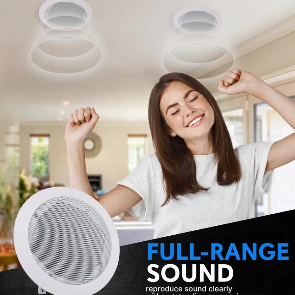 Ceiling/Wall Speaker 300W Flush Mount 2-Way Stereo White<Pyle Best