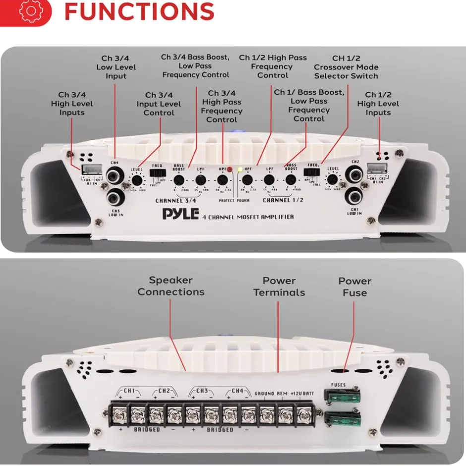 4-Ch. Elite Bluetooth Marine Amplifier<Pyle Sale