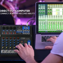 6-Channel Audio Mixer - Bluetooth Streaming - 48V Phantom Power<Pyle Hot