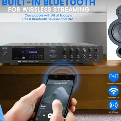 5-Channel Bluetooth Audio Amplifier, Wireless Streaming, VFD Display<Pyle Best