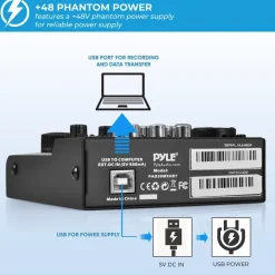 3-Channel Bluetooth Audio Mixer - Wireless Streaming, 18V Phantom Power<Pyle Sale