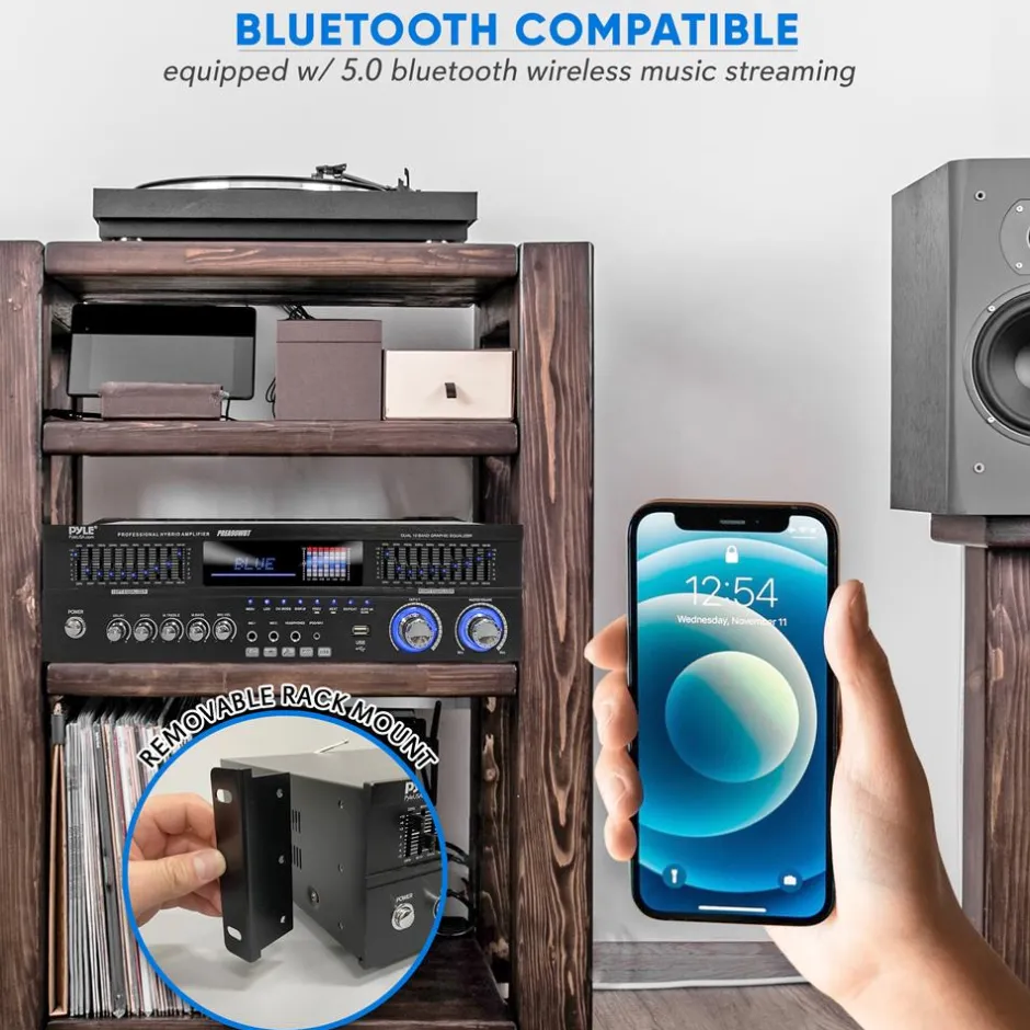 6-Channel Bluetooth Home Amplifier 1600W Wireless Streaming USB Inputs<Pyle Online