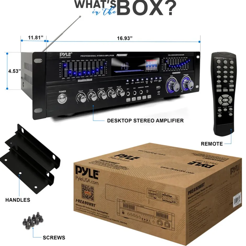 6-Channel Bluetooth Home Amplifier 1600W Wireless Streaming USB Inputs<Pyle Online