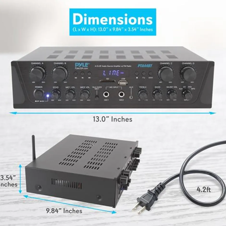 4-Channel Bluetooth Home Audio Amplifier with FM Radio<Pyle Online