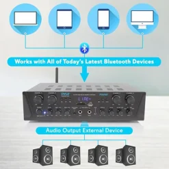 4-Channel Bluetooth Home Audio Amplifier with FM Radio<Pyle Online