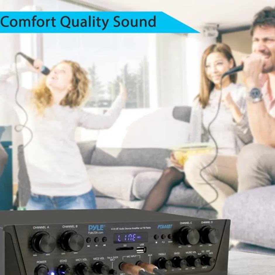 4-Channel Bluetooth Home Audio Amplifier with FM Radio<Pyle Online