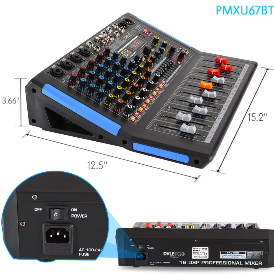 6-Channel Bluetooth Mixer - Pro Audio Control, 16 DSP Effects, USB Input<Pyle Online