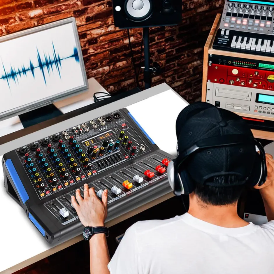 6-Channel Bluetooth Mixer - Pro Audio Control, 16 DSP Effects, USB Input<Pyle Online
