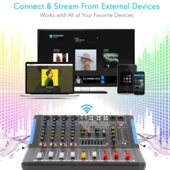 4-Channel Bluetooth Studio Mixer - USB Recording, 48V Power, 7-Band EQ<Pyle Clearance