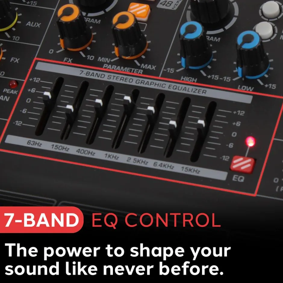 12-Channel Bluetooth Studio Mixer - USB Recording, 7-Band EQ, 48V Power<Pyle Outlet
