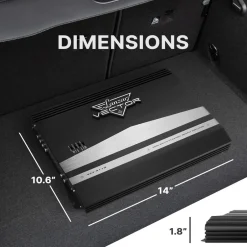 4-Channel Car Amplifier 2000W MOSFET Slim Design with Bass Boost<Lanzar