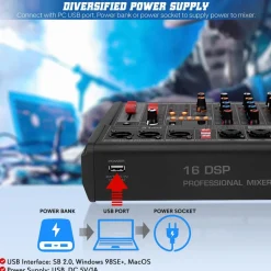 3-Channel DJ Audio Mixer - 16 DSP Effects, USB Interface, Phantom Power<Pyle Sale